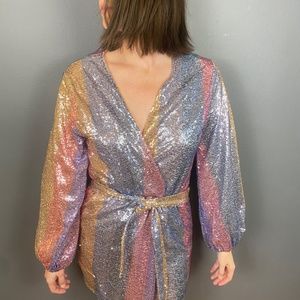 Sparkle New Years Eve Wrap Dress - Multicolored